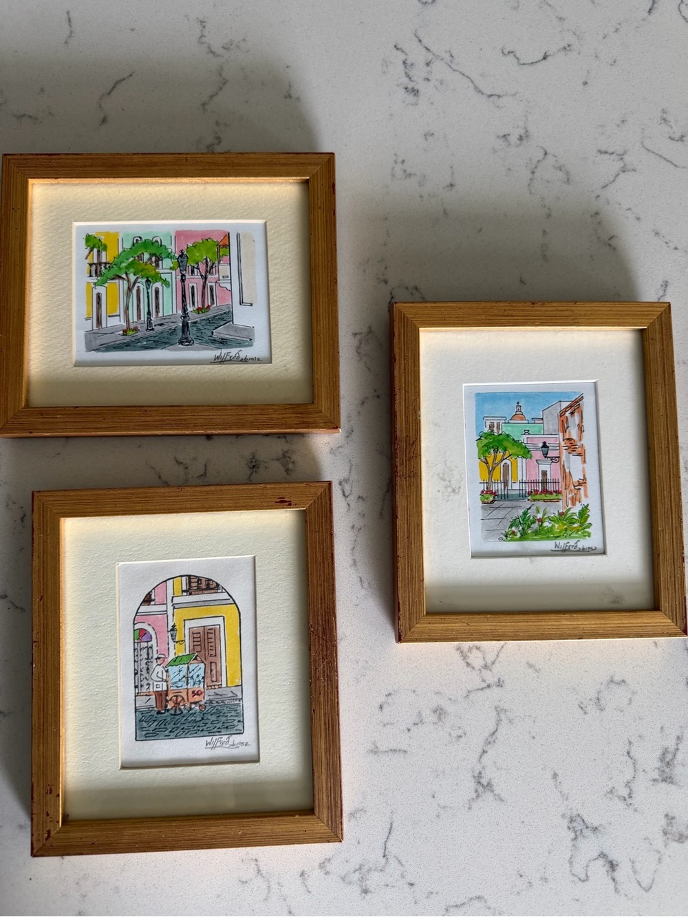 Set of 3 Framed Tropical Street Art Prints - Puerto Rico Artist Wilfred Labiosa